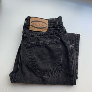 Vintage Cutoff Black Denim Mom Jeans